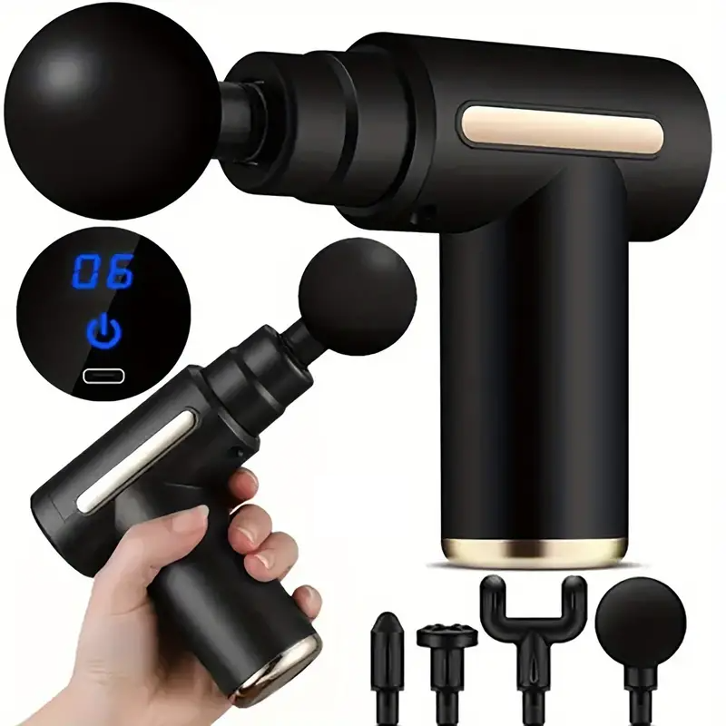 Massage Gun Deep Tissue - Pistola de Masaje Portátil Negra, Masajeador